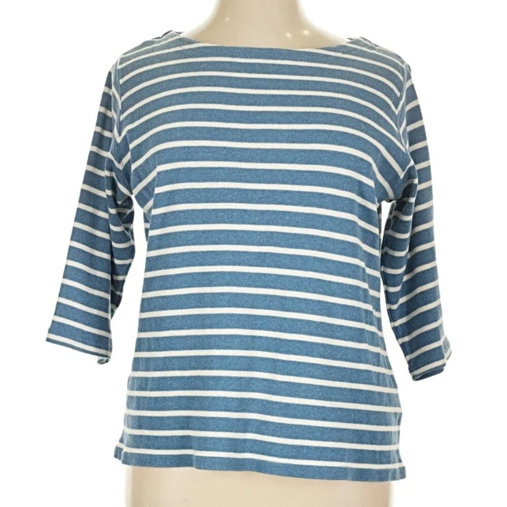 L.L. Bean Striped Top; Women's XL; 3/4 Sleeve; Boatneck Style; EUC; Cotton